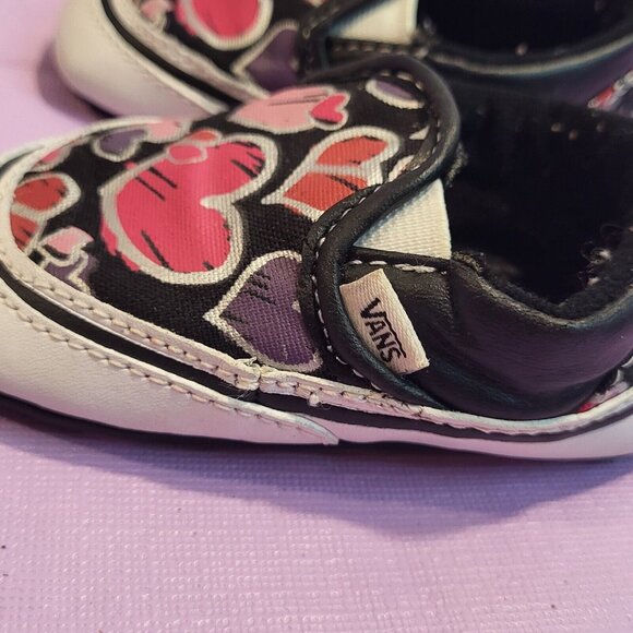 Vans Off The Wall size 3 infant Hearts pink white & black slip-on shoes - Picture 4 of 7